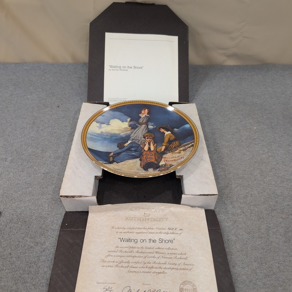 Norman Rockwell Waiting on the Shore Collector Plate Rediscovered Women Knowles - Picture 2 of 6